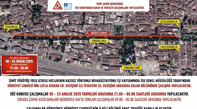 İSU, Hürriyet Caddesi’nde çalışma yapacak