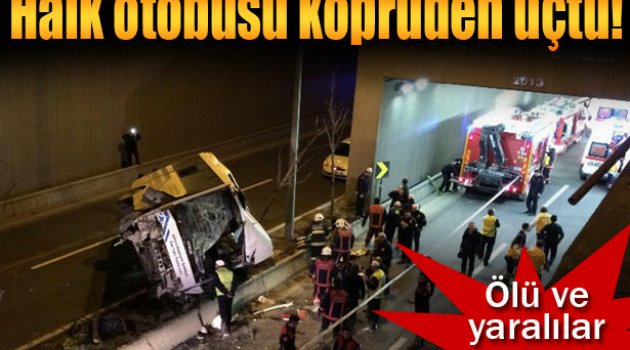 Özel halk otobüsü köprüden uçtu: 13 yaralı