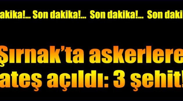 Şırnak'ta askere hain saldırı: 3 asker şehit