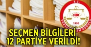 Seçmen bilgileri 12 partiye verildi